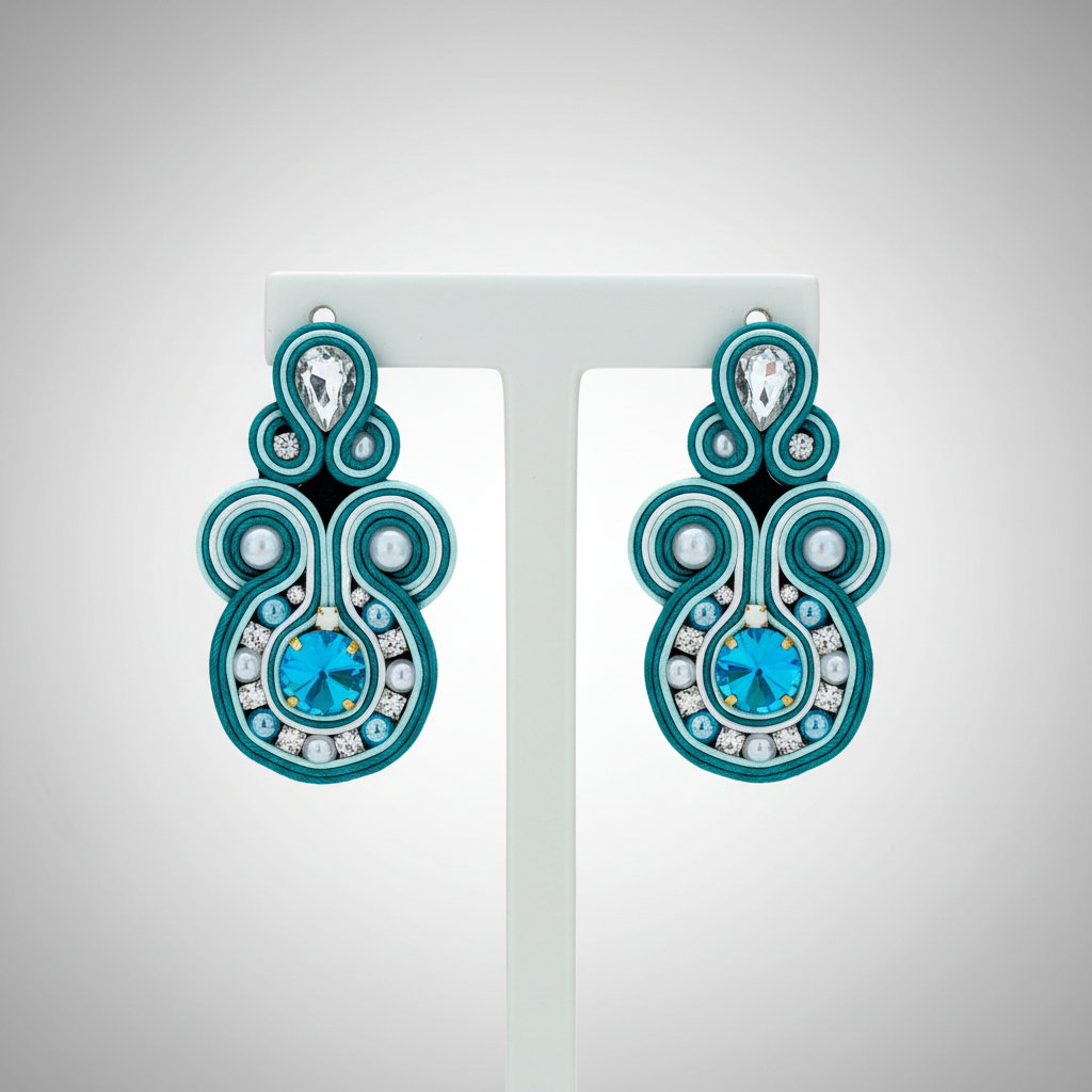 Aretes turquesa en exhibidor